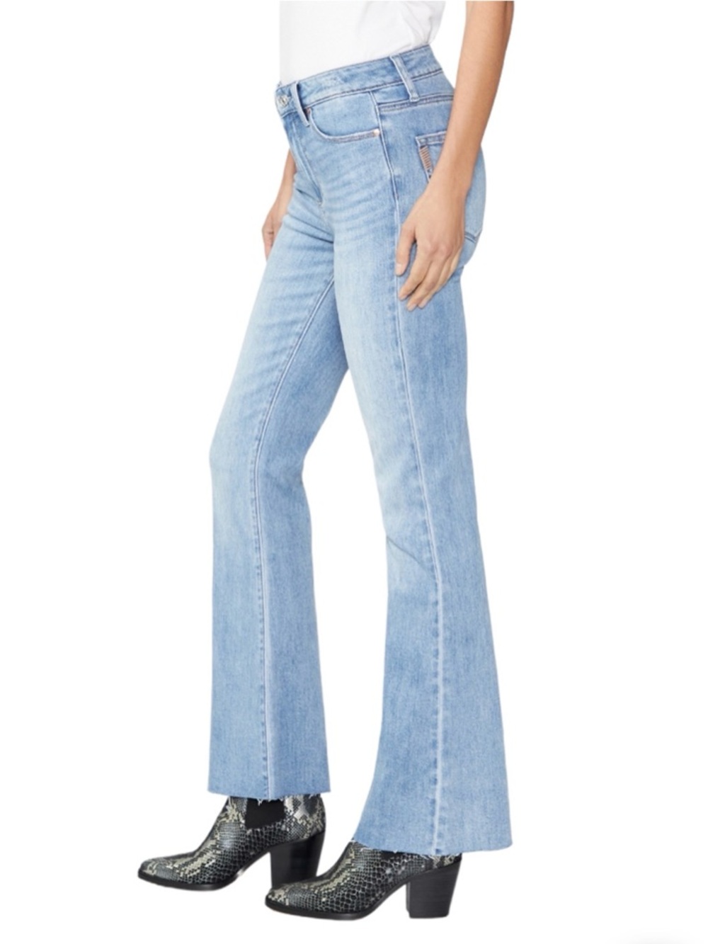 PAIGE High Rise Laurel Canyon Raw Hem Bootcut Jeans Size 30 Marienne NWT - Picture 3 of 10